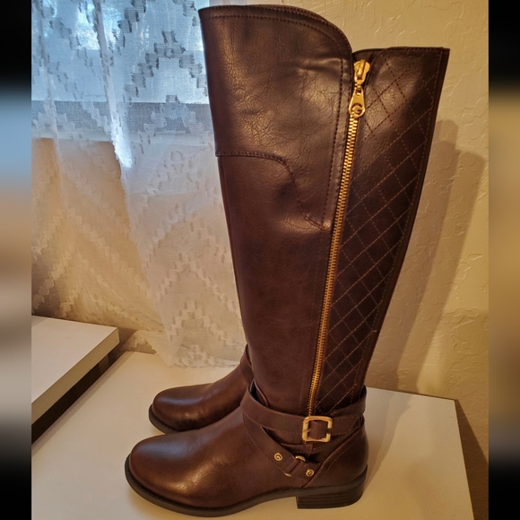 G By Guess Women's Haydin Riding Boot In Brown 6.5 Brand New In Box NWOT - Picture 2 of 8